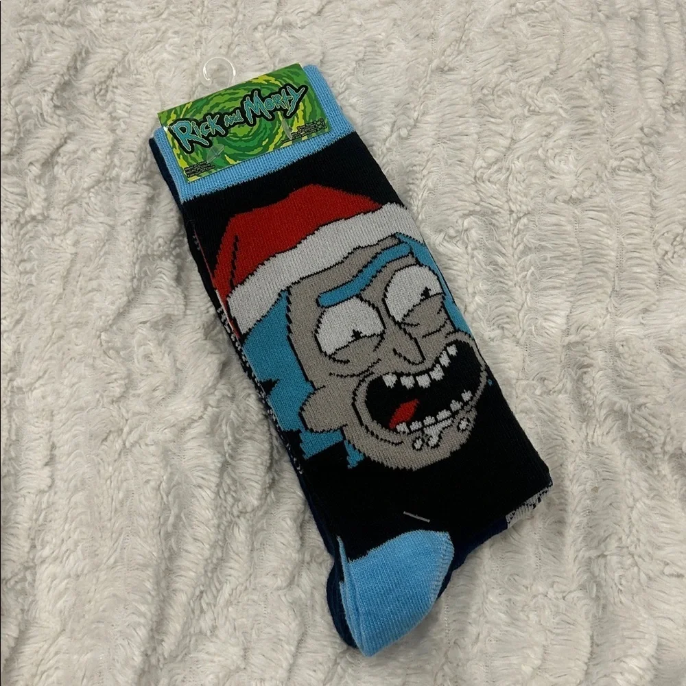 Rick and Morty Festive holiday Black and Blue Socks 2 pairs